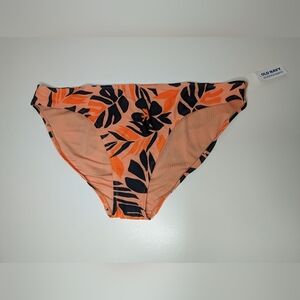 NWT Old Navy 2X High-Waisted Classic Bikini Bottom Feeling Peachy Orange Black